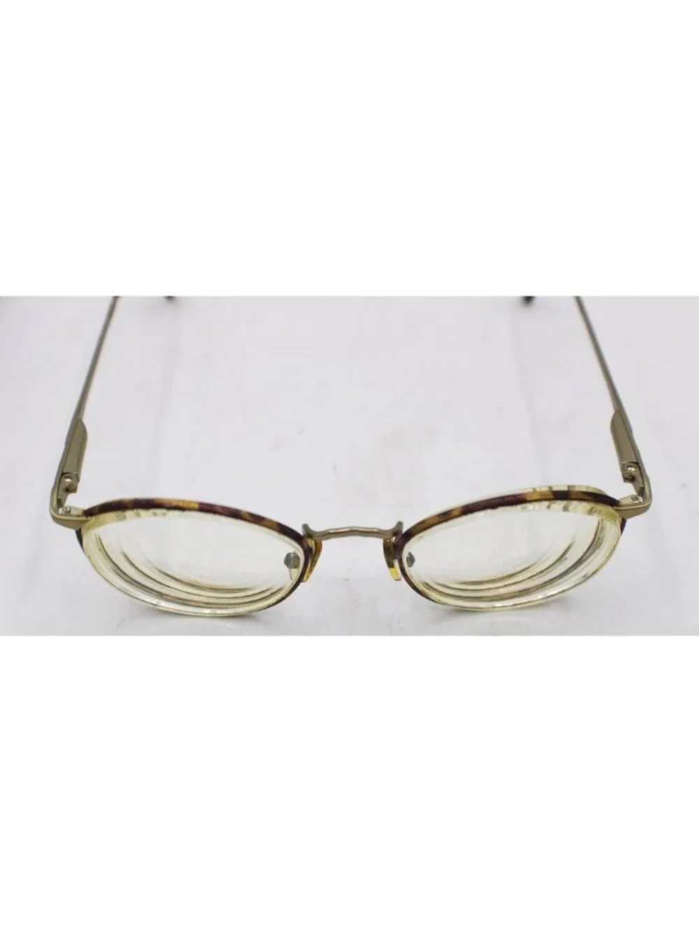 Brooks Brothers Gold Tortoise Shell Round Eyeglass Frames Leather Case 49-19-135